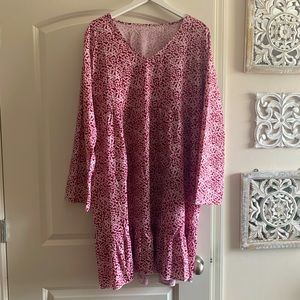 Red floral V-neck dress